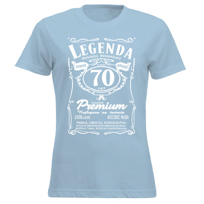 70 Urodziny DAMSKA - Legenda. Koszulka urodzinowa na 70 Lat dla kobiet inspirowana Jack Daniels