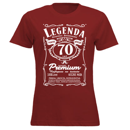 70 Urodziny DAMSKA - Legenda. Koszulka urodzinowa na 70 Lat dla kobiet inspirowana Jack Daniels