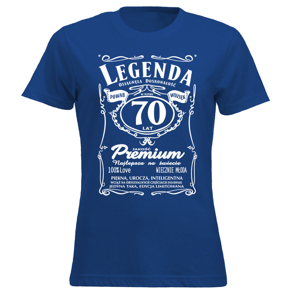 70 Urodziny DAMSKA - Legenda. Koszulka urodzinowa na 70 Lat dla kobiet inspirowana Jack Daniels