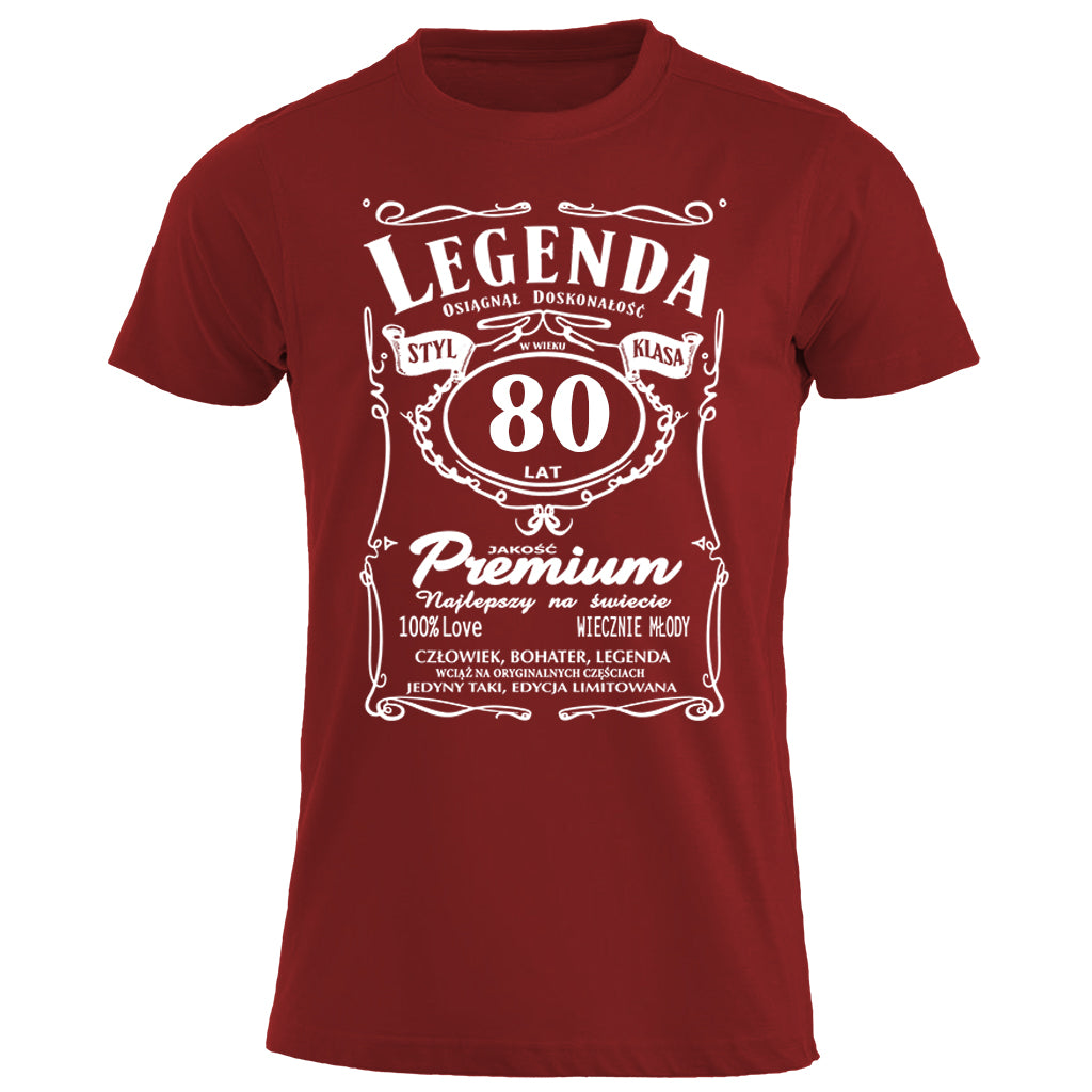 80 Urodziny - Legenda. Koszulka urodzinowa na 80 Lat dla mężczyzn inspirowana Jack Daniels
