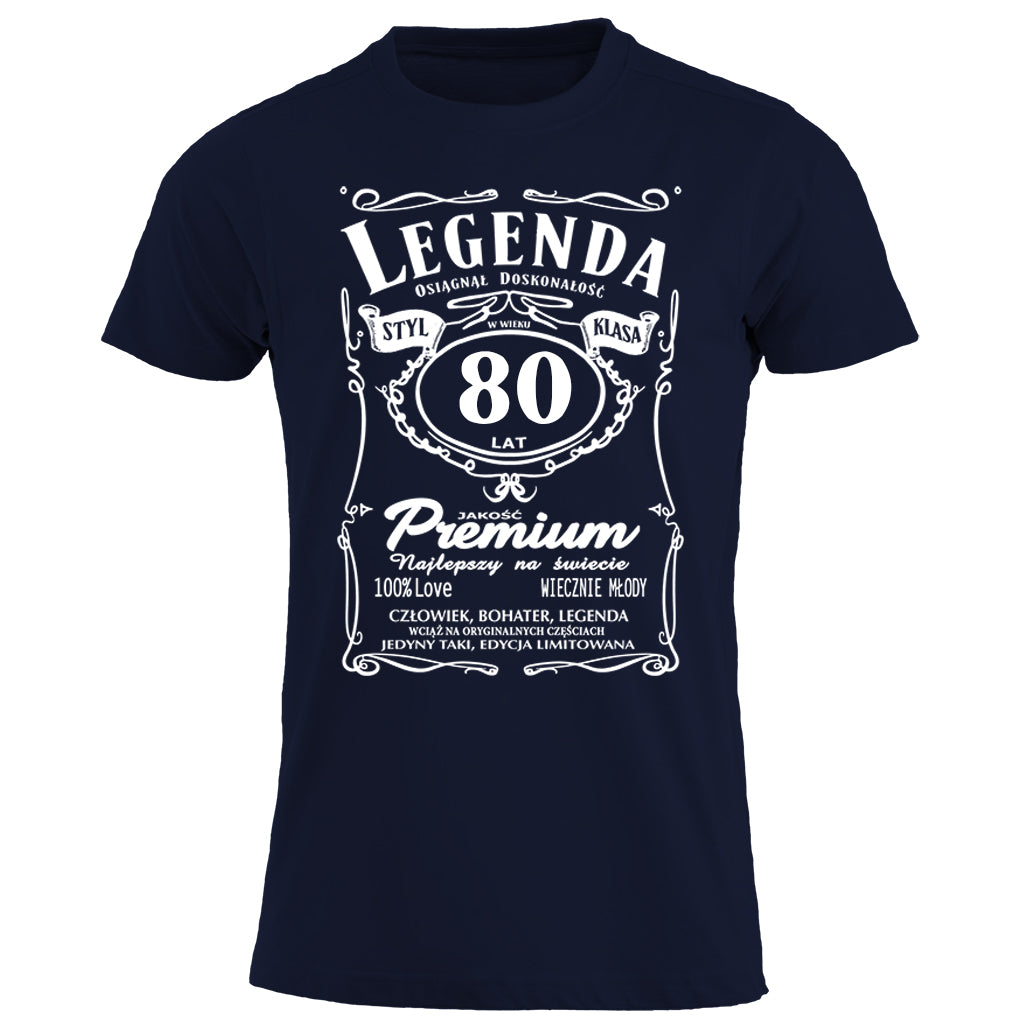 80 Urodziny - Legenda. Koszulka urodzinowa na 80 Lat dla mężczyzn inspirowana Jack Daniels