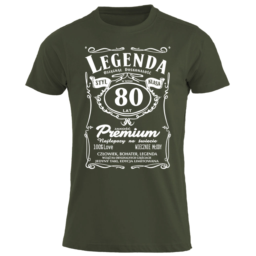 80 Urodziny - Legenda. Koszulka urodzinowa na 80 Lat dla mężczyzn inspirowana Jack Daniels