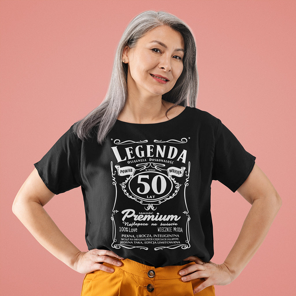 50 Urodziny DAMSKA - Legenda. Koszulka urodzinowa na 50 Lat dla kobiet inspirowana Jack Daniels