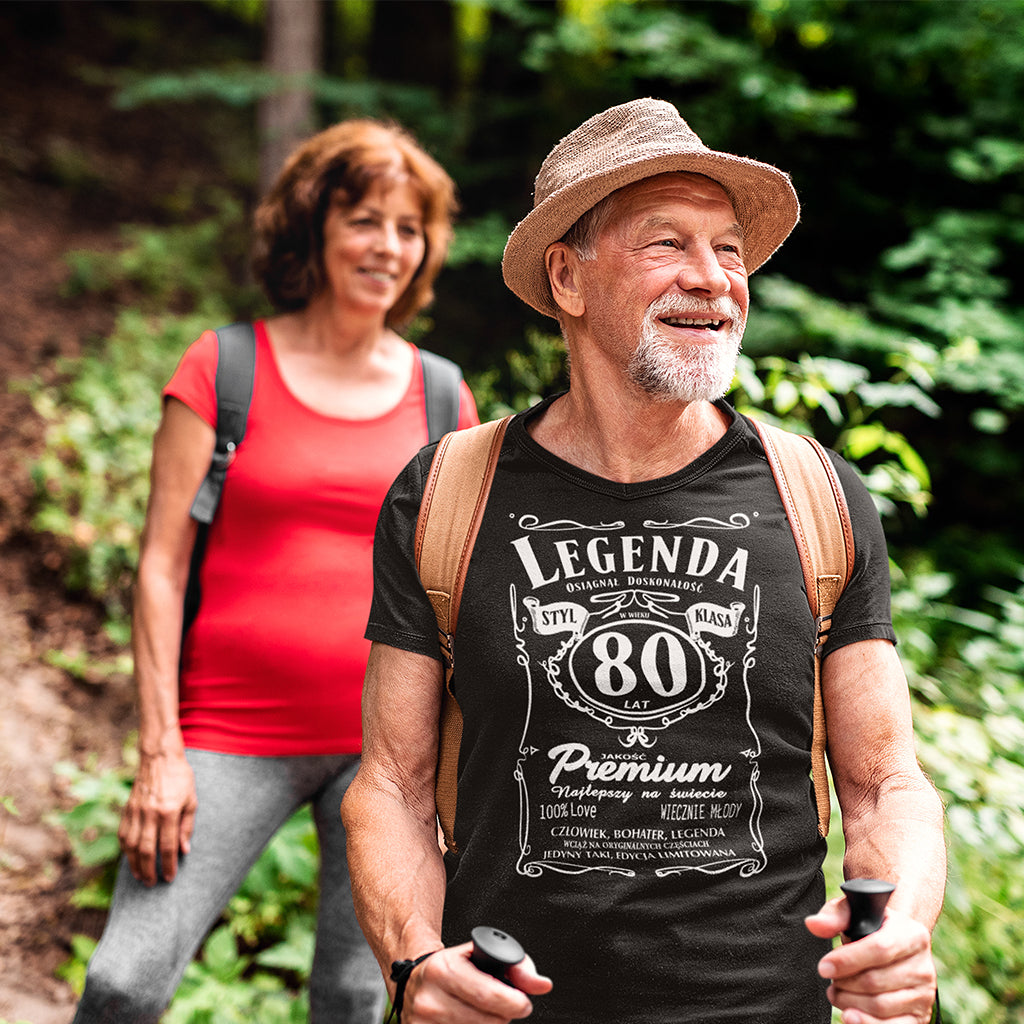80 Urodziny - Legenda. Koszulka urodzinowa na 80 Lat dla mężczyzn inspirowana Jack Daniels