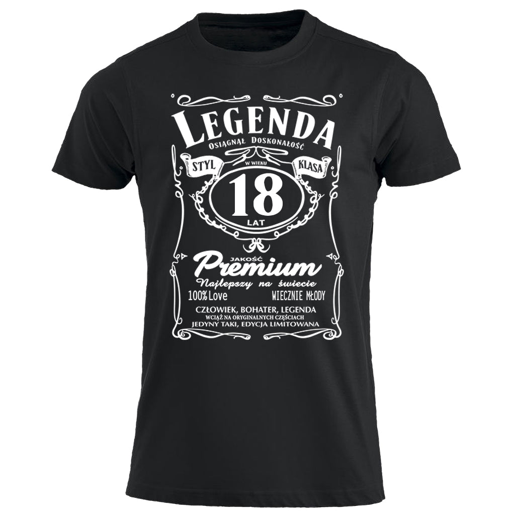 18 Urodziny - Legenda. Koszulka urodzinowa na 18 Lat dla mężczyzn inspirowana Jack Daniels