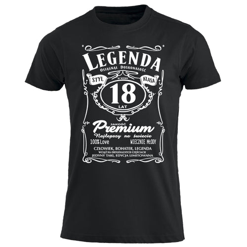 18 Urodziny - Legenda. Koszulka urodzinowa na 18 Lat dla mężczyzn inspirowana Jack Daniels