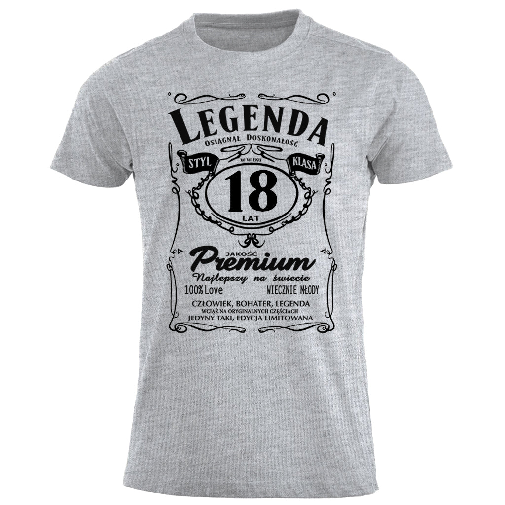 18 Urodziny - Legenda. Koszulka urodzinowa na 18 Lat dla mężczyzn inspirowana Jack Daniels