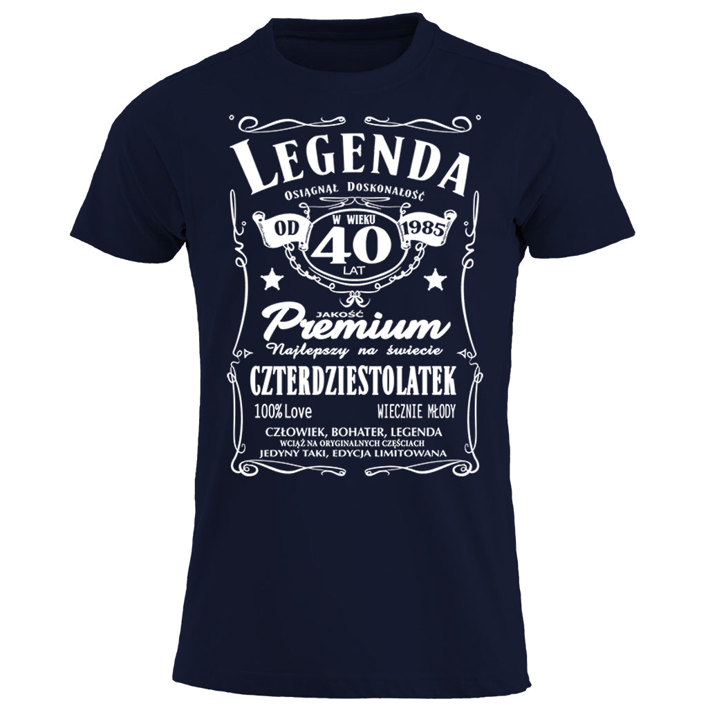 1985 - 40 Urodziny - Legenda. Koszulka urodzinowa na 40 Lat dla mężczyzn inspirowana Jack Daniels